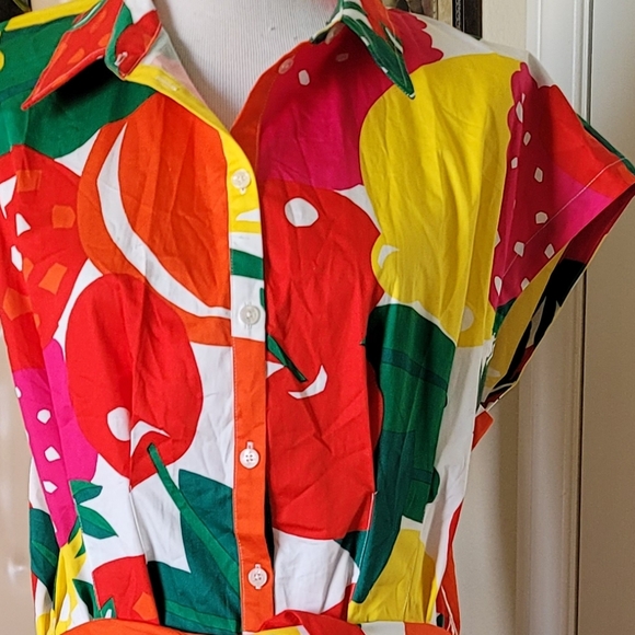 Boden Rachel Cotton Midi Shirt DressMulti, Summer Fruits 12R - Picture 3 of 10